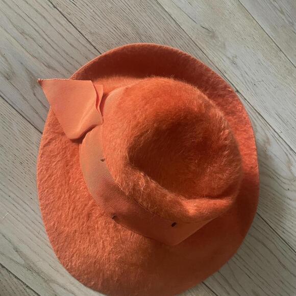 Vintage 1960’s Burnt Orange Fedora Wide Brimmed Hat - Picture 3 of 5